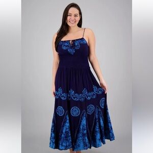 Advanced Apparel Batik Block Print Maxi Dress  One Size NEW